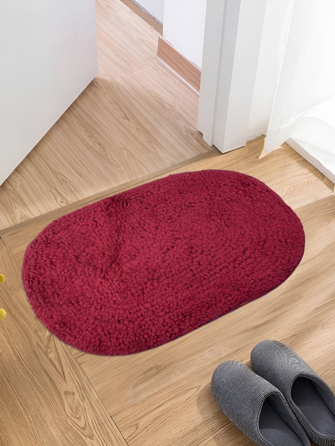 

Kuber Industries Blue & Maroon 2-Pcs Anti-Skid Cotton Doormats