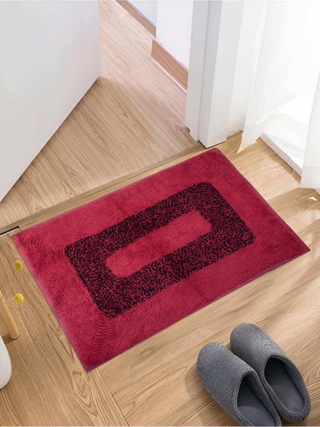 

Kuber Industries Red & Maroon 3 Pieces Cotton Doormats