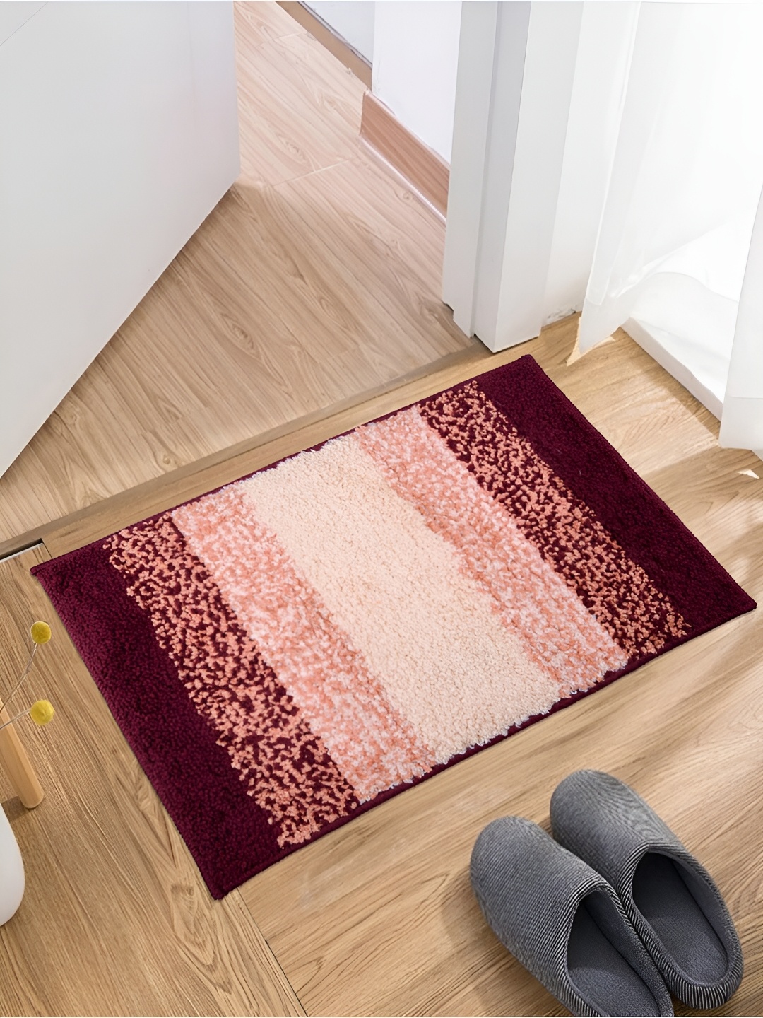 

Kuber Industries Maroon & Blue 2 Pieces Cotton Doormat