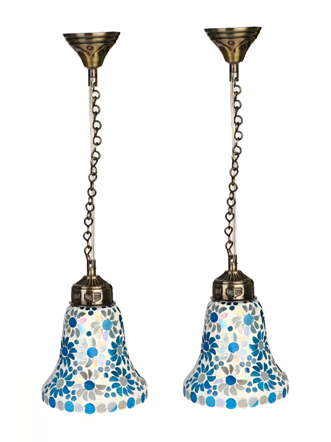 

Afast White Blue 2 Pieces Bell Glass Traditional Ceiling Lamp