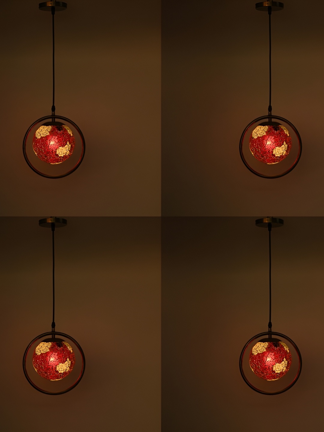 

Afast Red Yellow Printed Spherical Glass Contemporary Ceiling Lamp