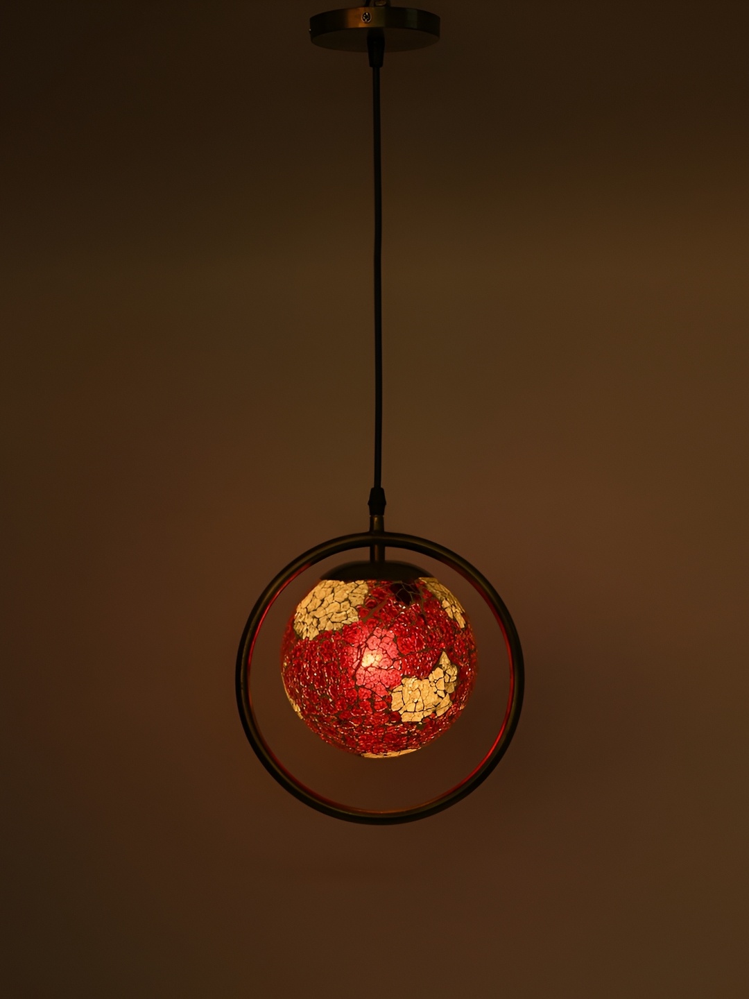 

Afast Red Black Printed Spherical Glass Traditional Ceiling Lamp