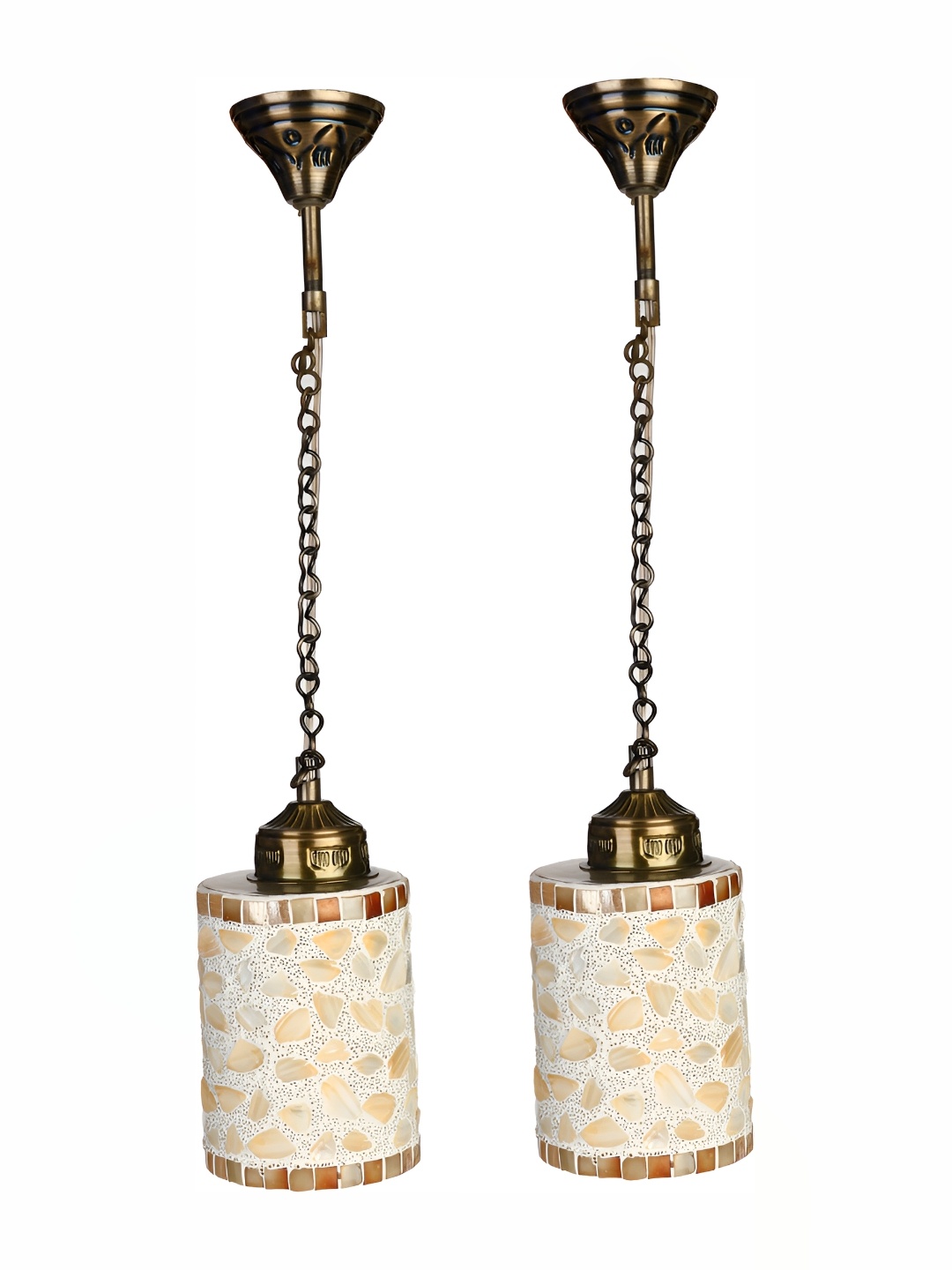 

Afast White 2 Pieces Textured Cylinder Glass Traditional Ceiling Lamp