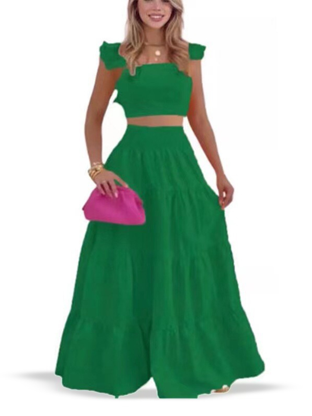 

StyleCast Green Crop Top With Skirt