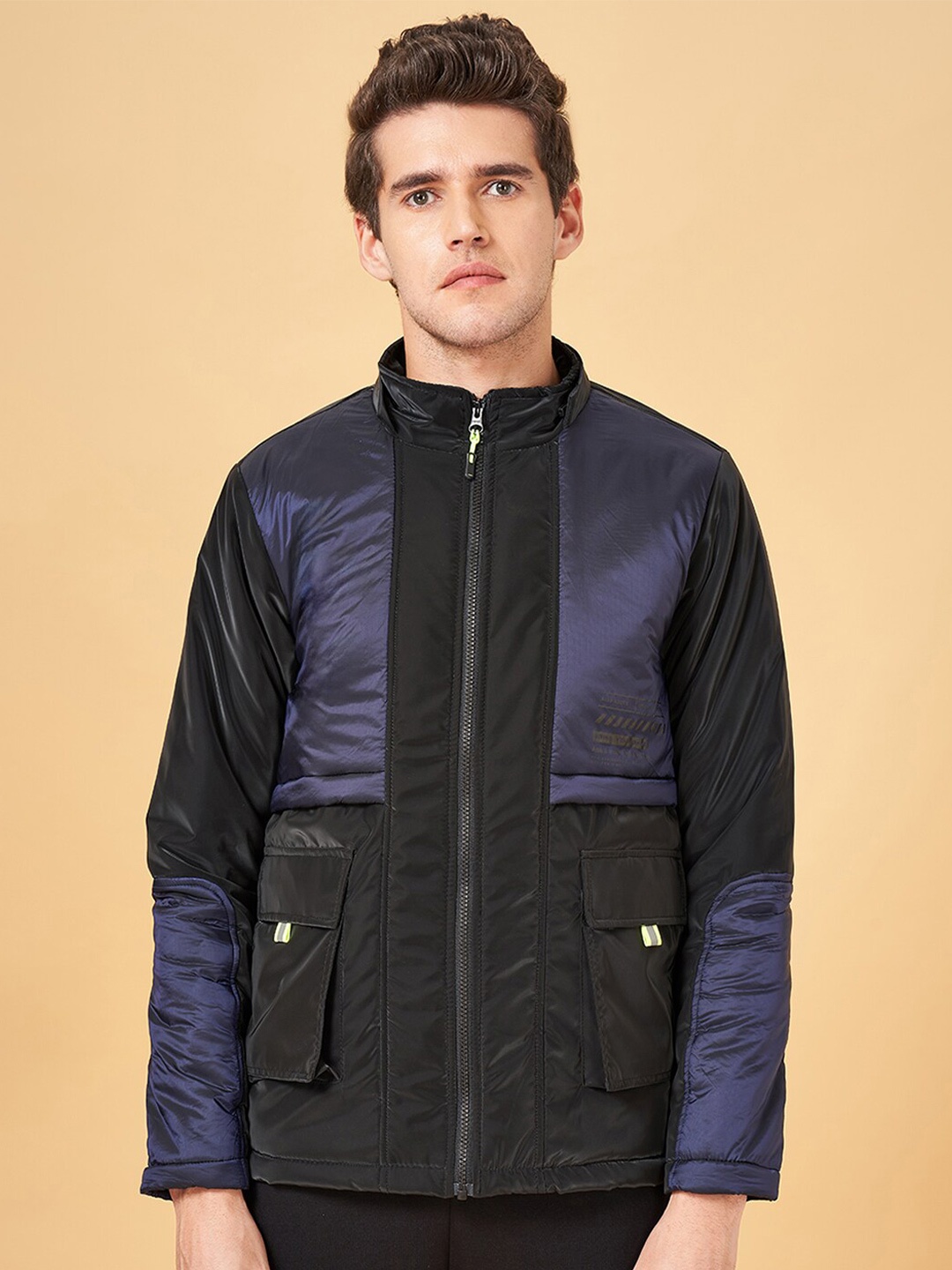 

Street 808 by Pantaloons Colourblocked Hooded Bomber Jacket, Black