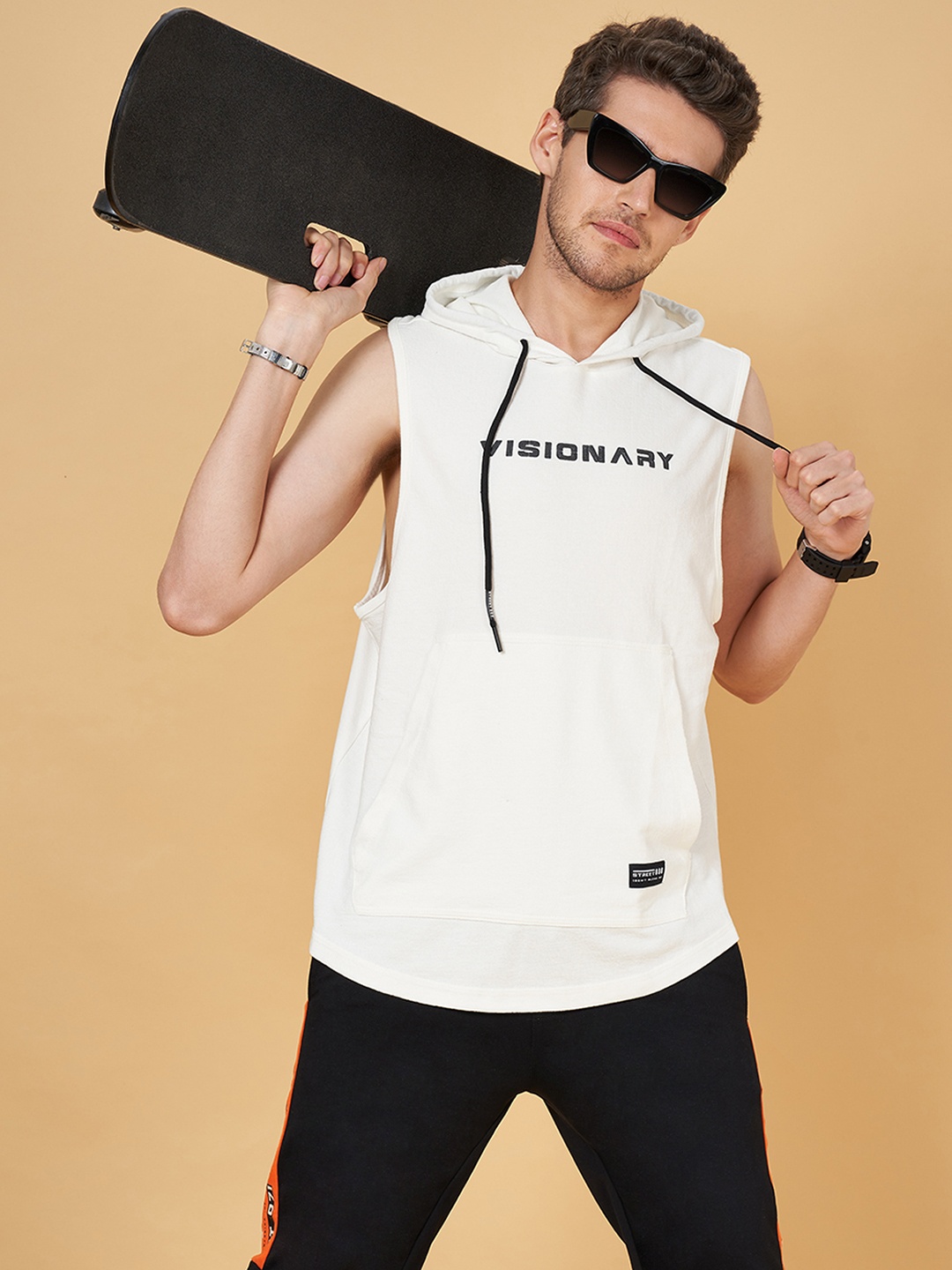 

Street 808 by Pantaloons Hooded Gym Vest, Off white