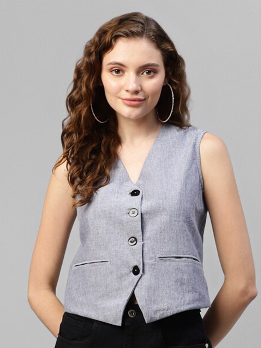 

DEEBACO V-Neck Cotton Waistcoat, Blue