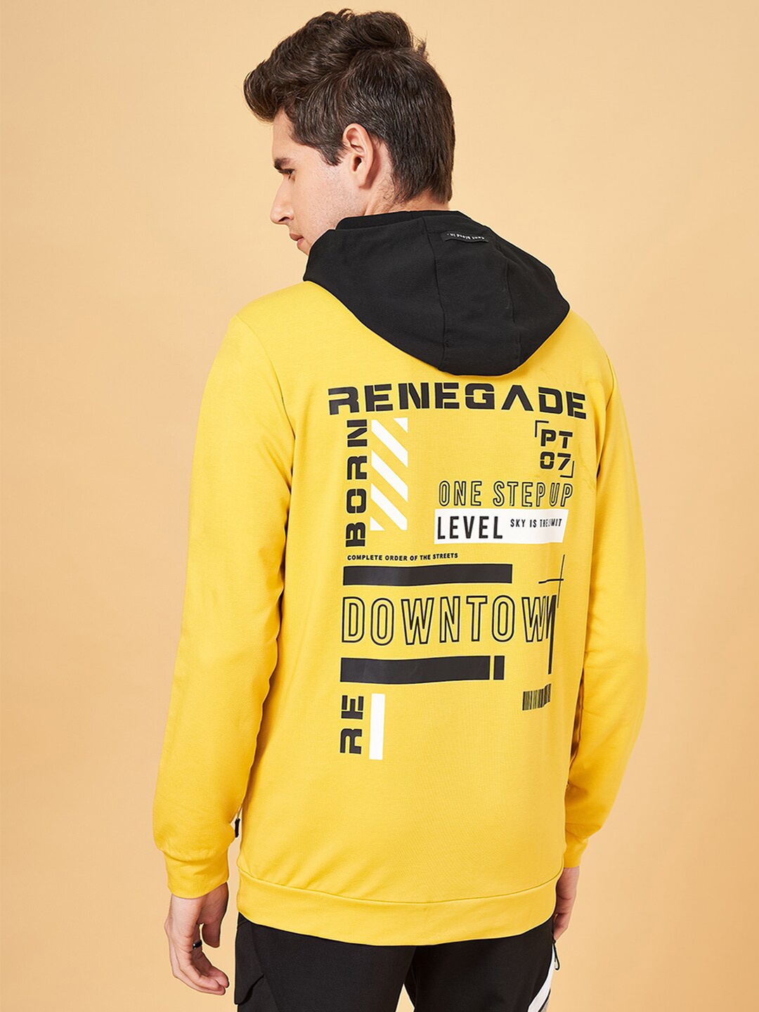 

Street 808 by Pantaloons Typography Printed Long Sleeves Hooded Sweatshirt, Yellow