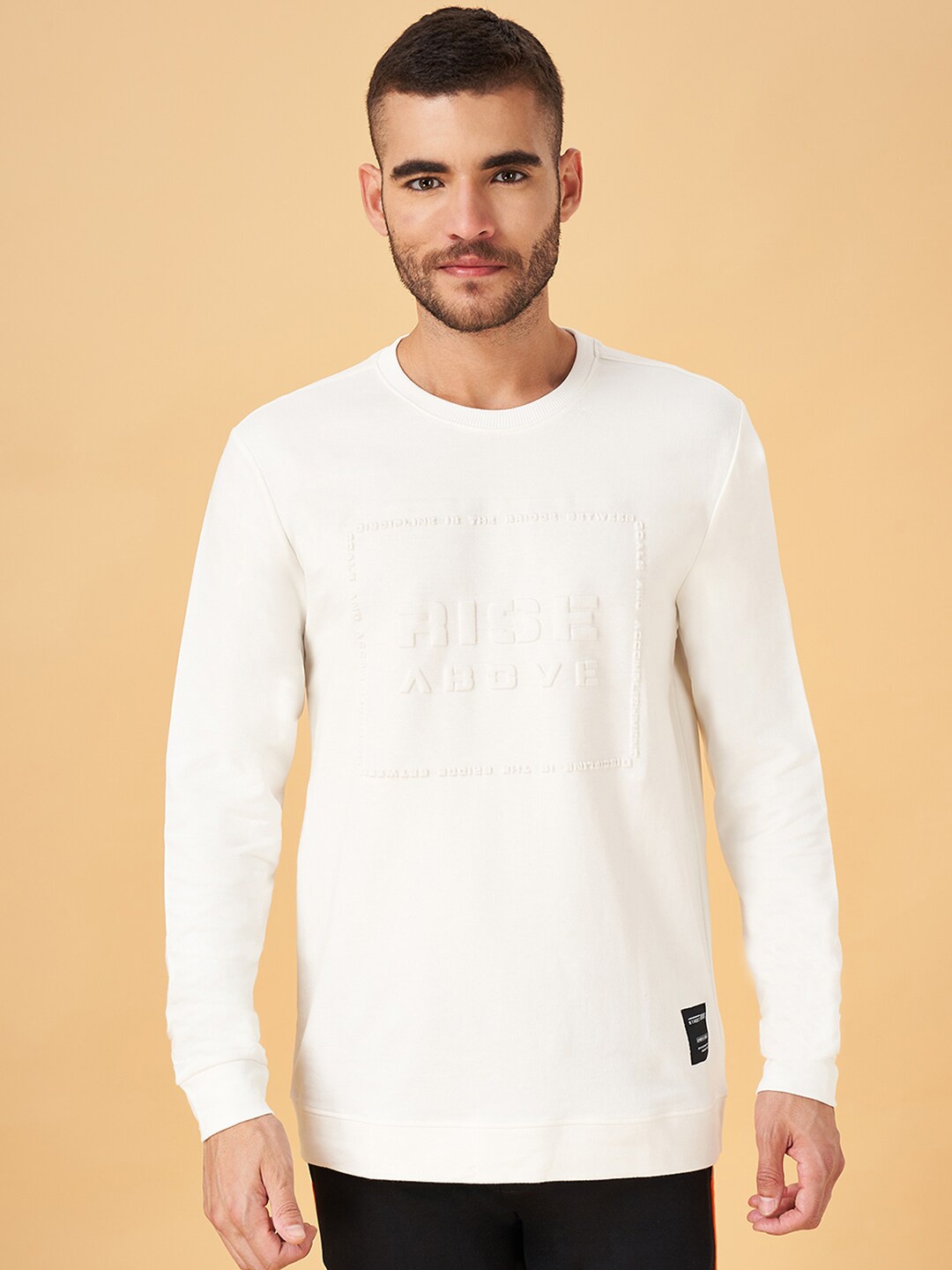 

Street 808 by Pantaloons Typography Printed Long Sleeves Pure Cotton Pullover, Off white