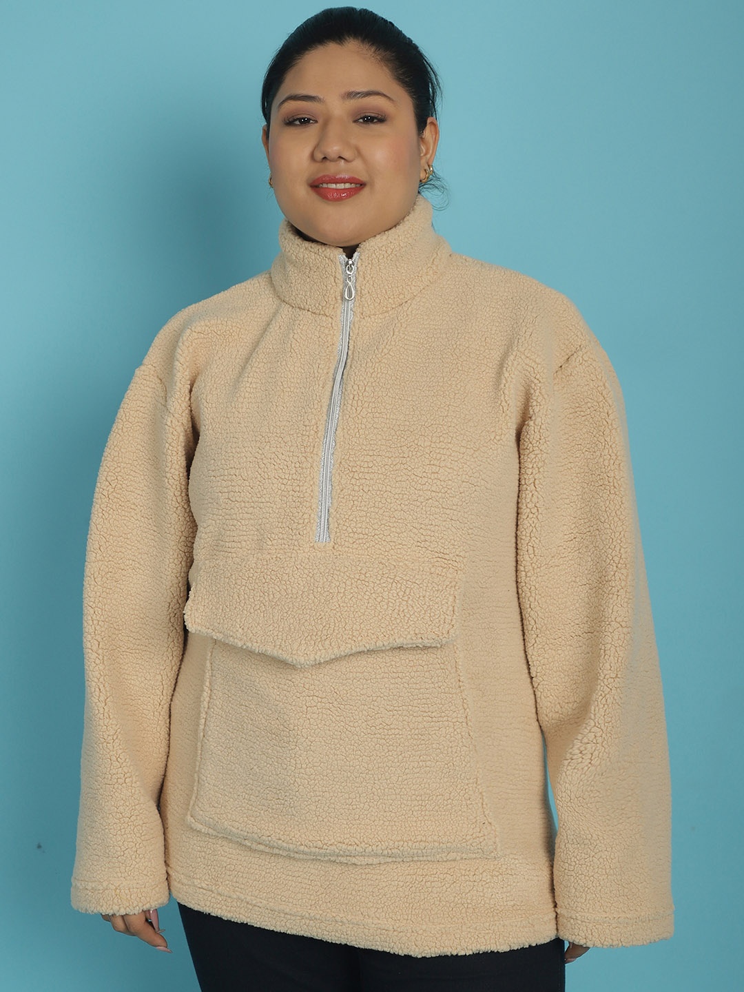 

theRebelinme Plus Size Mock Collar Pullover, Off white