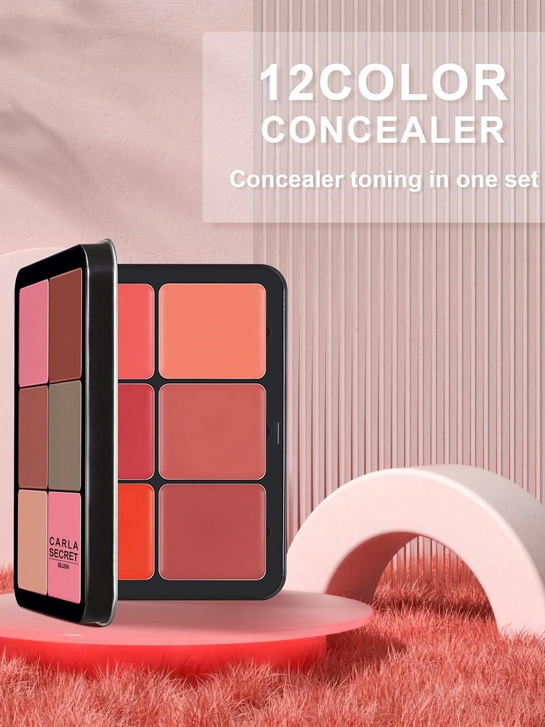 

FEELHIGH 12 Colors Long Wearing Cream Blush Palette 120g, Multi