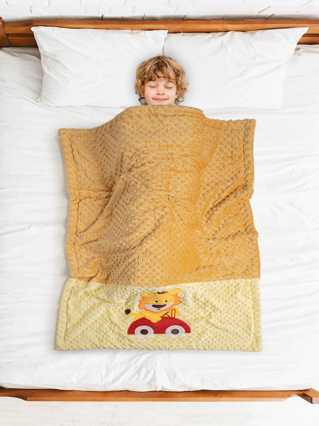 

Baby Moo Brown & Yellow Cartoon Characters Mild Winter 210 GSM Single Bed Blanket