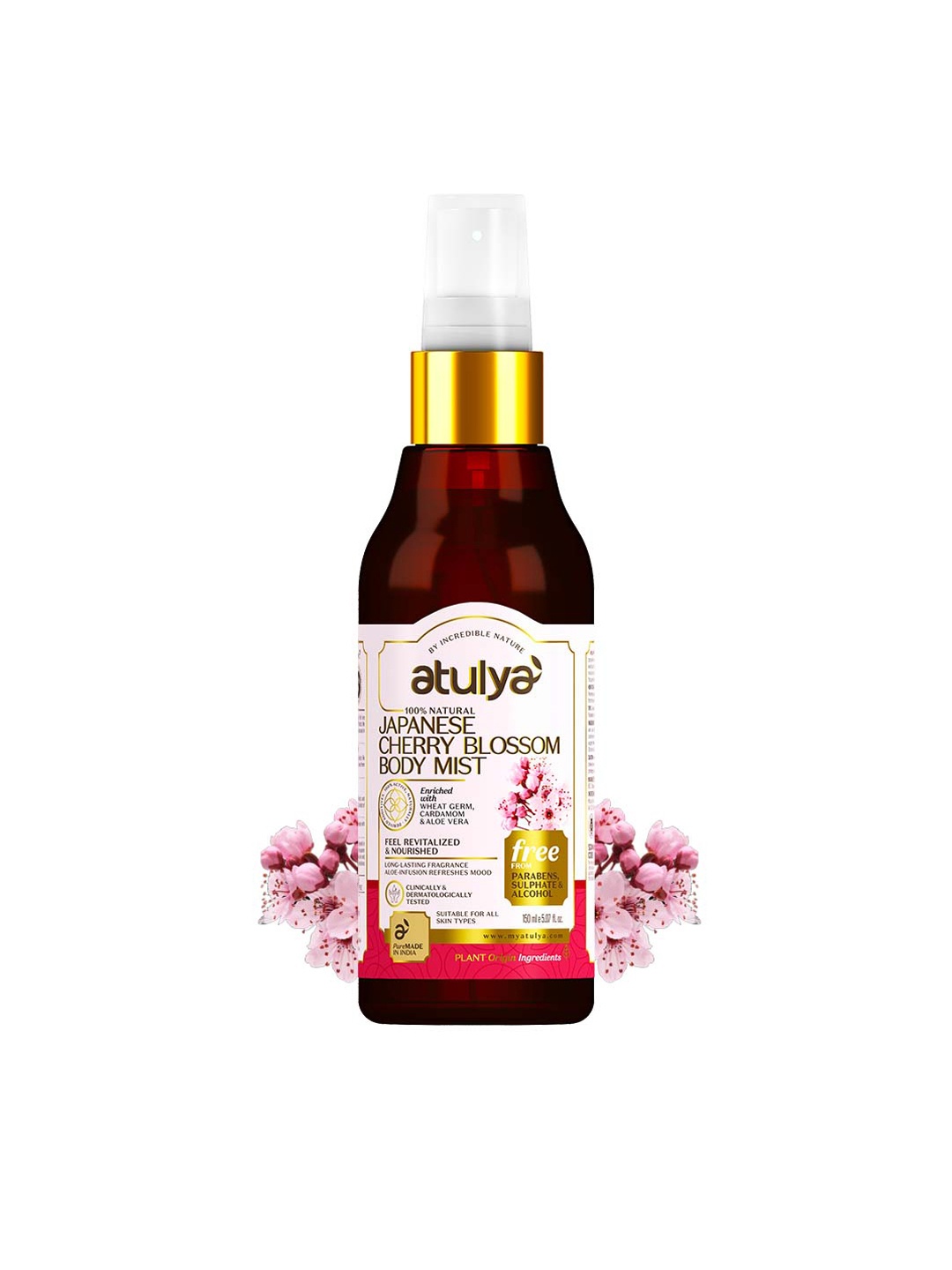 

Atulya Japanese Cherry Blossom Body Mist To Revitalize & Nourish - 150ml, Red