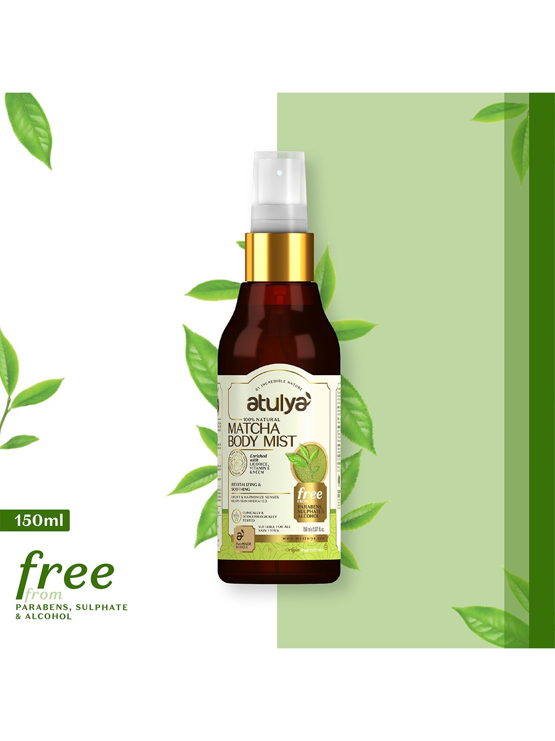 

Atulya Matcha Body Mist For Rejuvenate Skin - 150ml, Green
