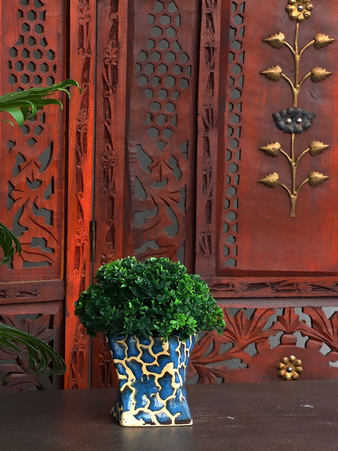 

INDIA MEETS INDIA Blue Textured Ceramic Planter