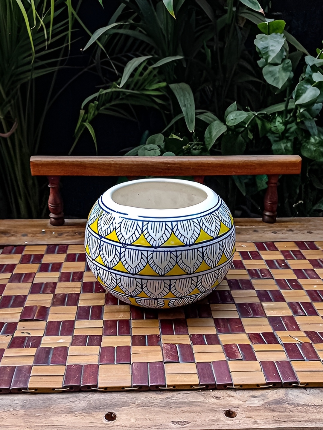 

INDIA MEETS INDIA Yellow Ceramic Planter Holder