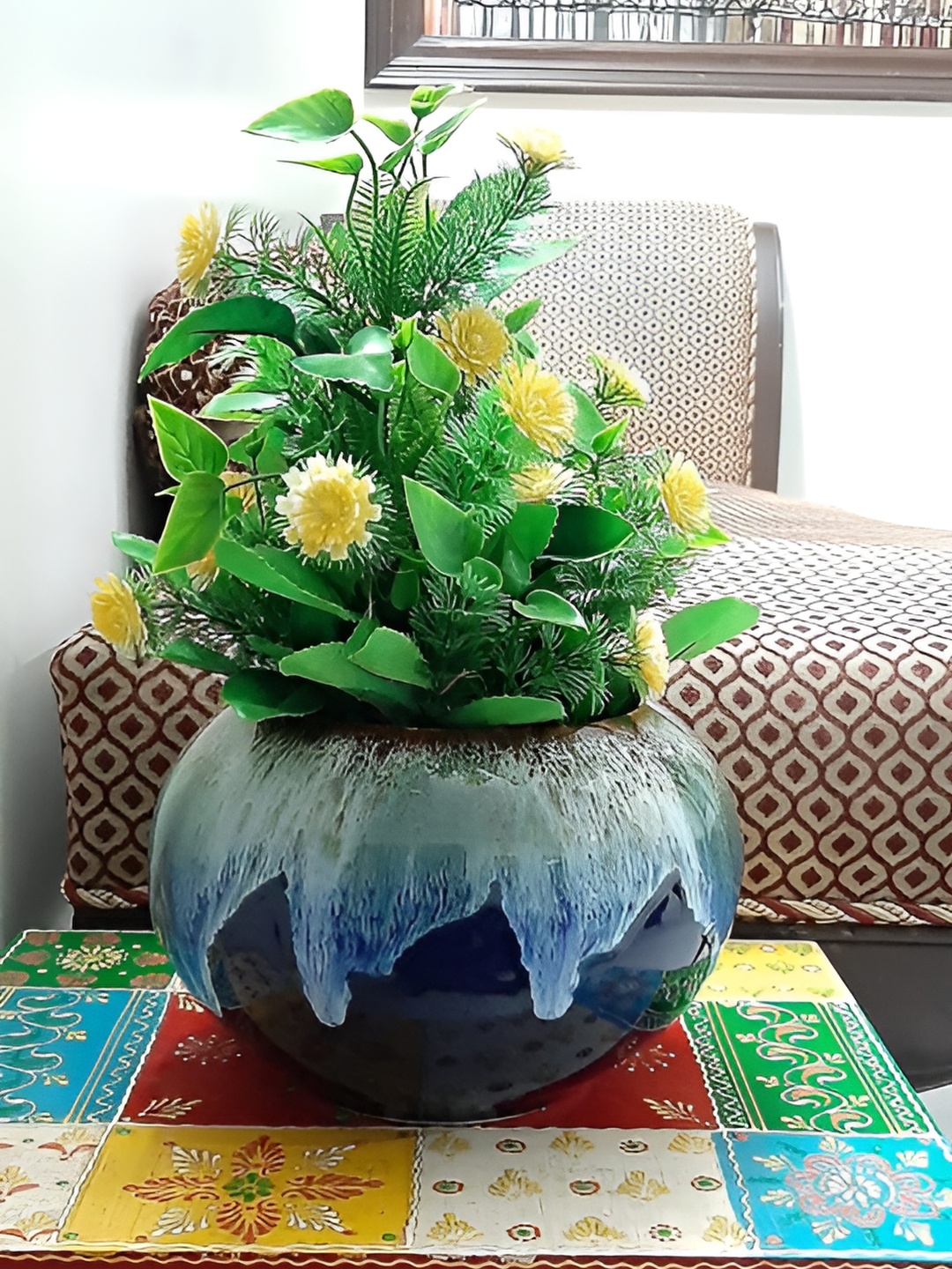 

INDIA MEETS INDIA Blue Ceramic Planter Holder