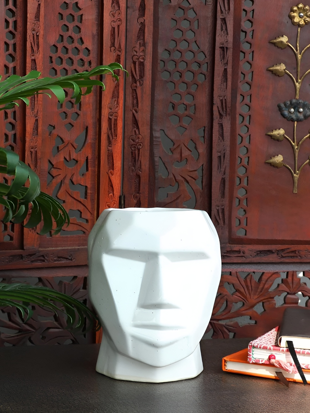 

INDIA MEETS INDIA White Ceramic Textured Planter