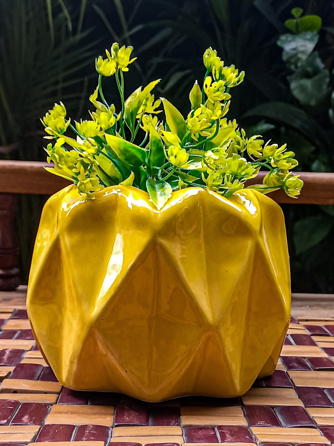 

INDIA MEETS INDIA Yellow Ceramic Planter