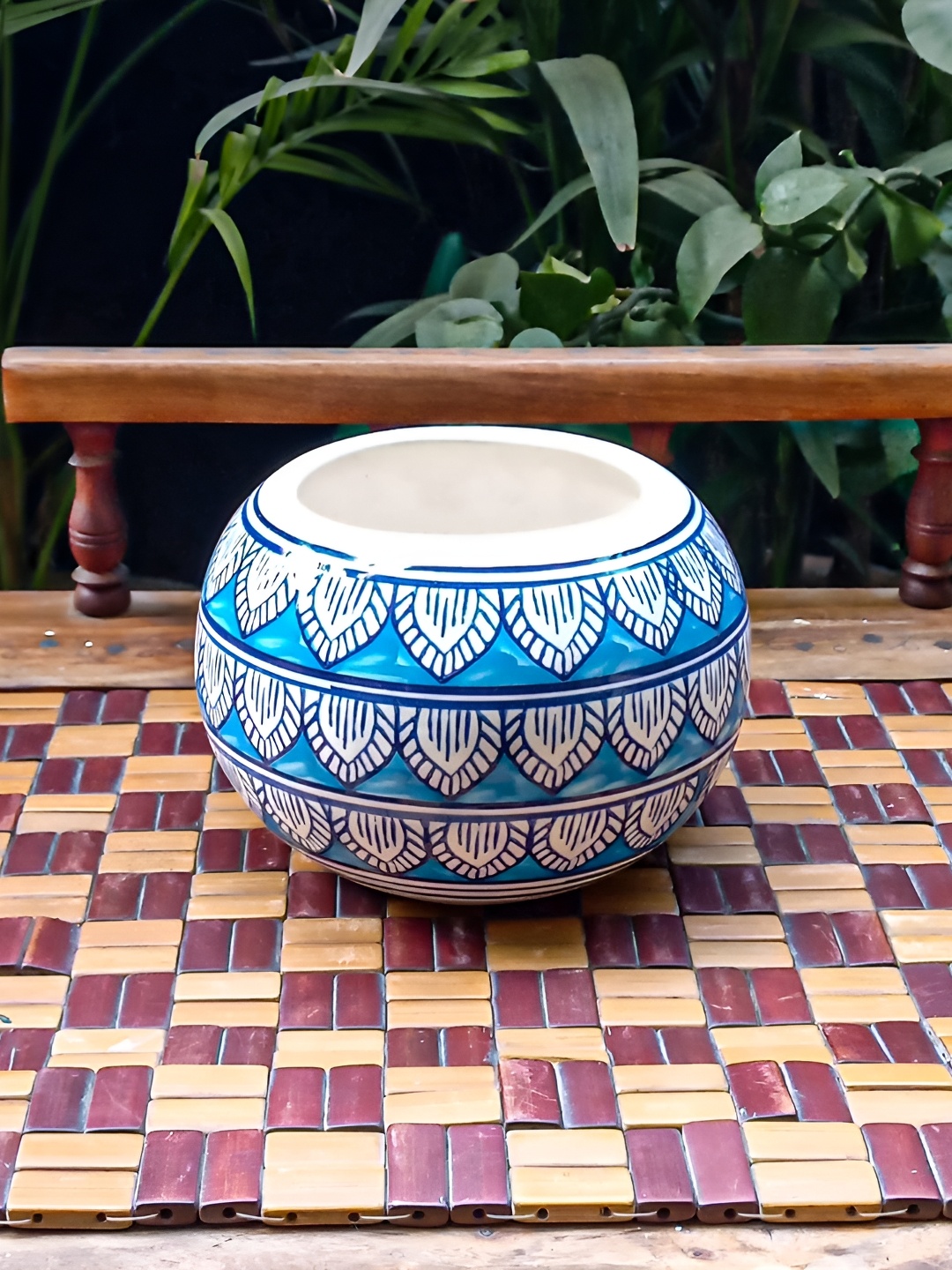 

INDIA MEETS INDIA Blue Ceramic Planter Holder