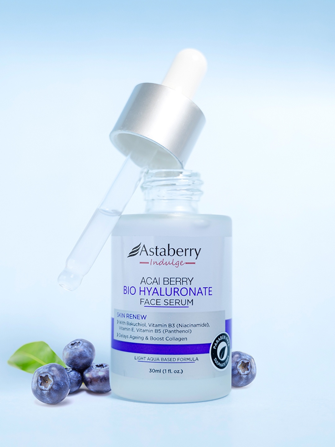 

Astaberry Indulge Acai Berry Bio Hyaluronate Face Serum with Bakuchiol & Niacinamide-30ml, White