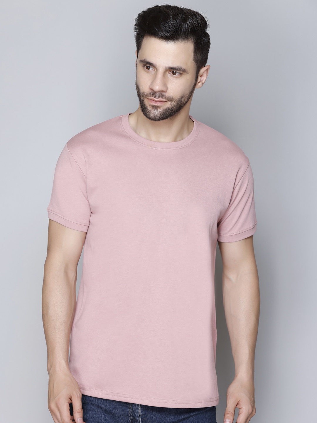 

JINXER Round Neck Cotton T-shirt, Pink