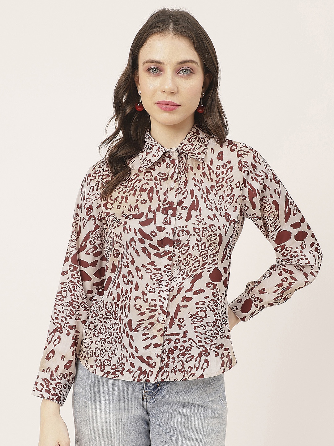 

Moomaya Animal Printed Casual Shirt, Brown