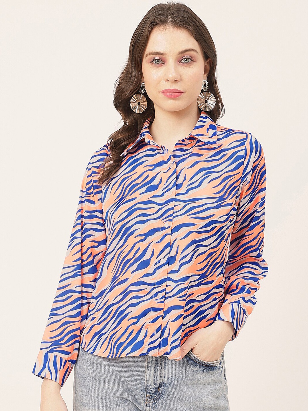 

Moomaya Horizontal Stripes Casual Shirt, Blue