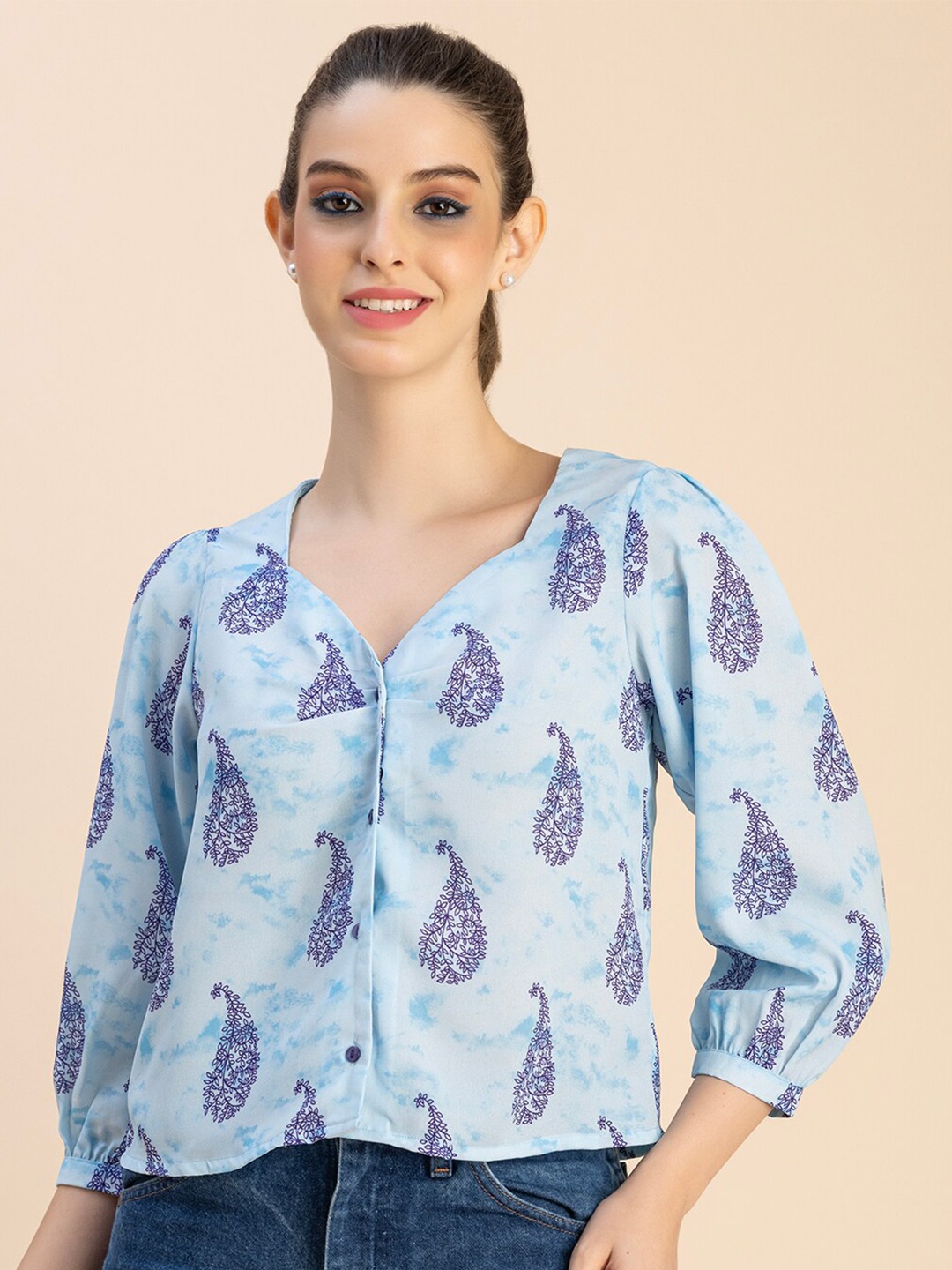 

Moomaya Paisley printed Top, Blue