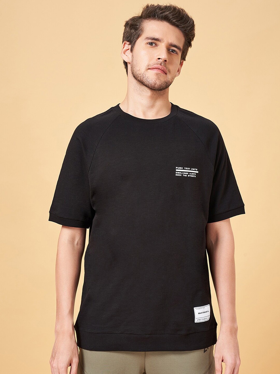 

Street 808 by Pantaloons Round Neck Short Sleeves Cotton T-shirt, Black
