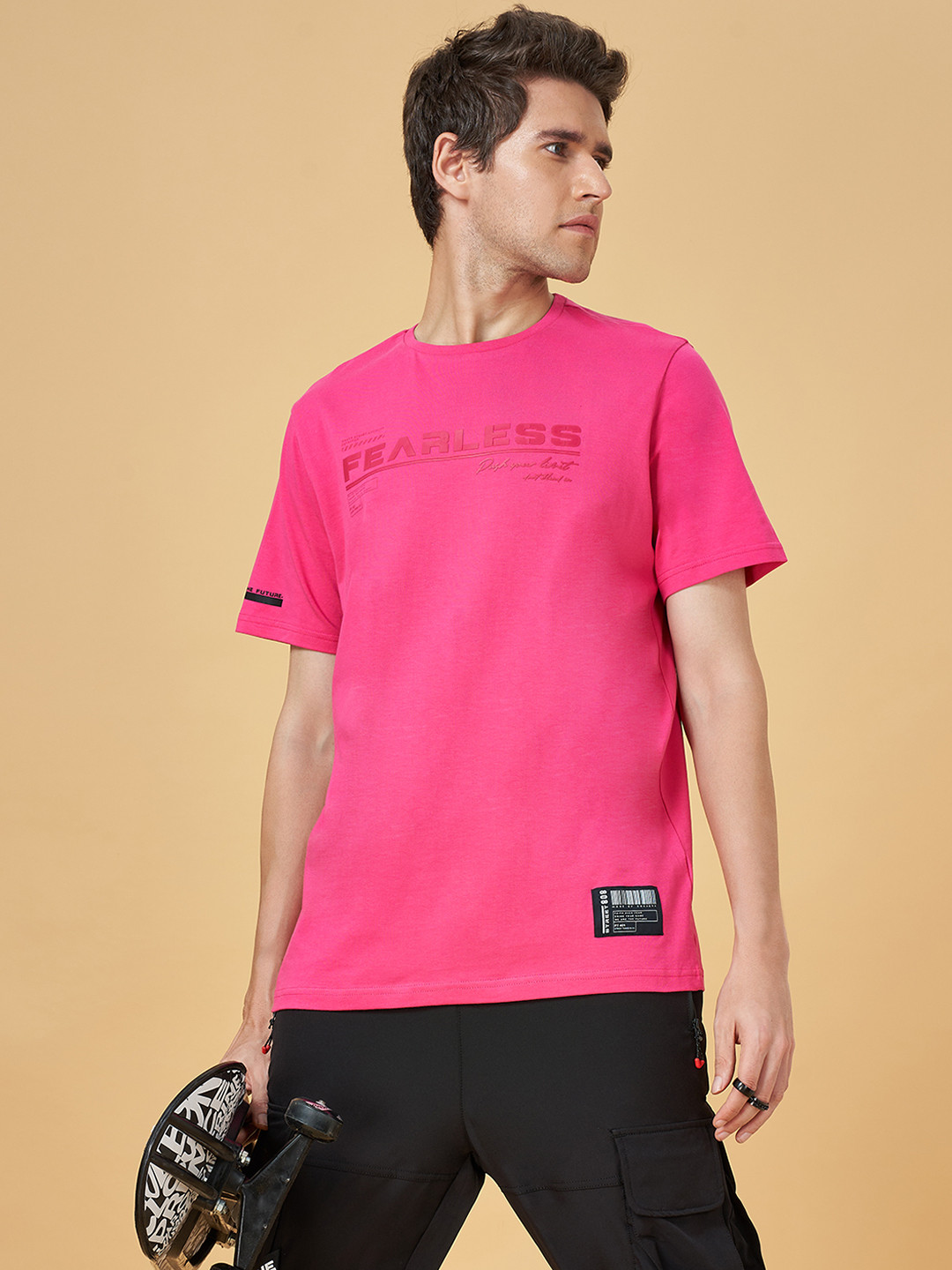 

Street 808 by Pantaloons Typography Printed Round Neck T-shirt, Pink