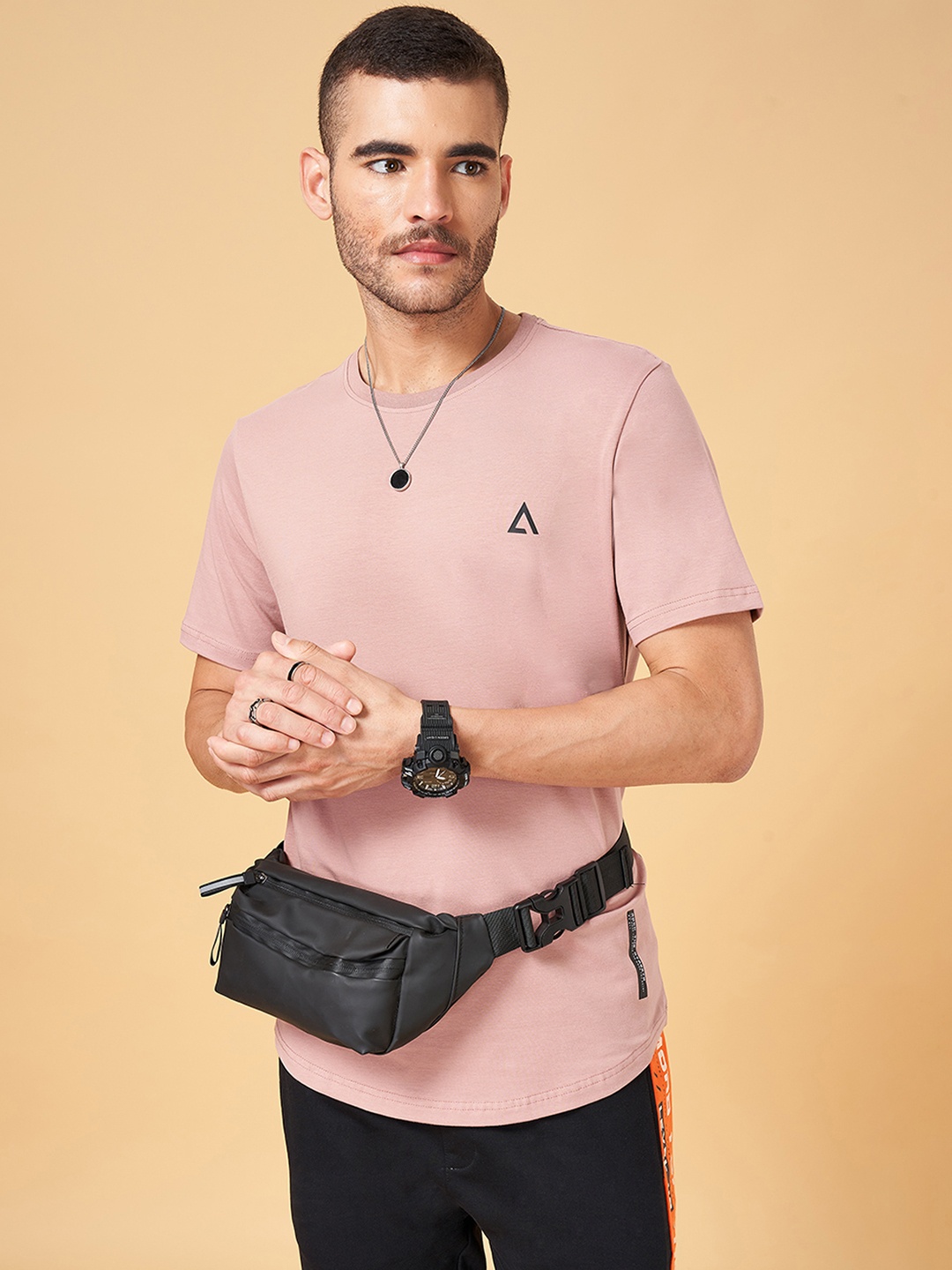 

Street 808 by Pantaloons Round Neck Short Sleeves Cotton T-shirt, Pink