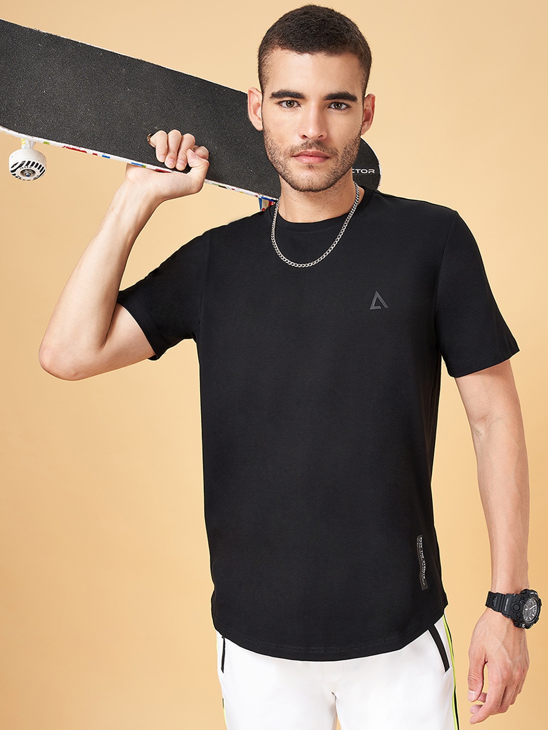 

Street 808 by Pantaloons Round Neck Short Sleeves Regular Fit T-shirt, Black