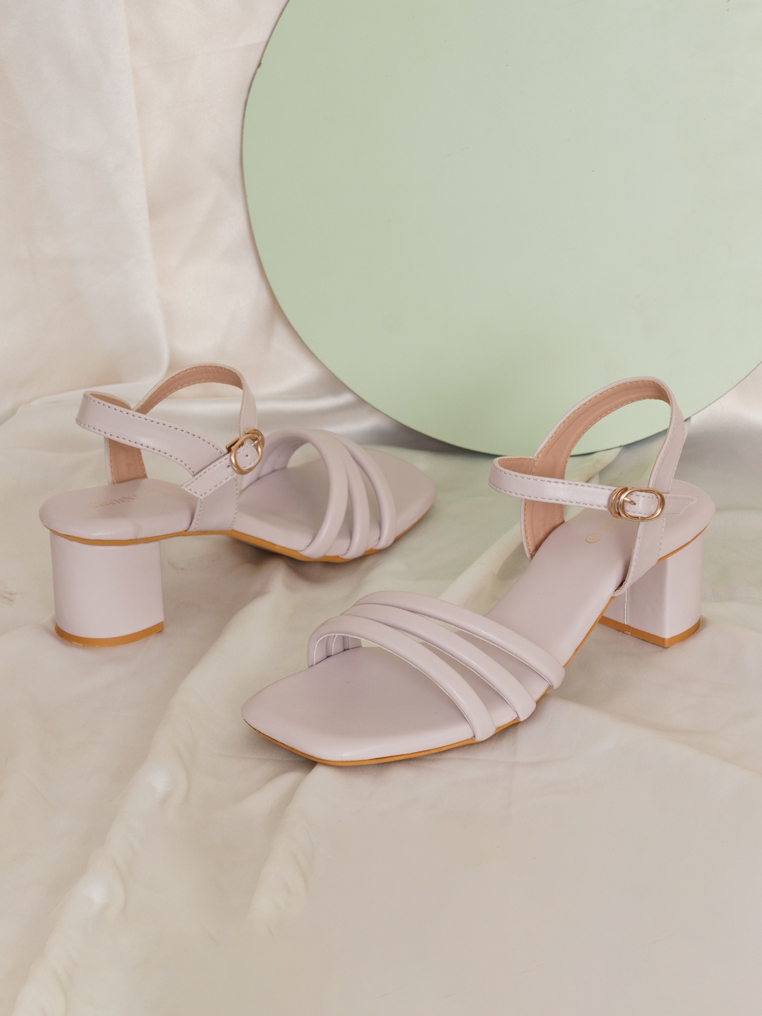 

HEELSNFEELS Open Toe Block Heels, Lavender