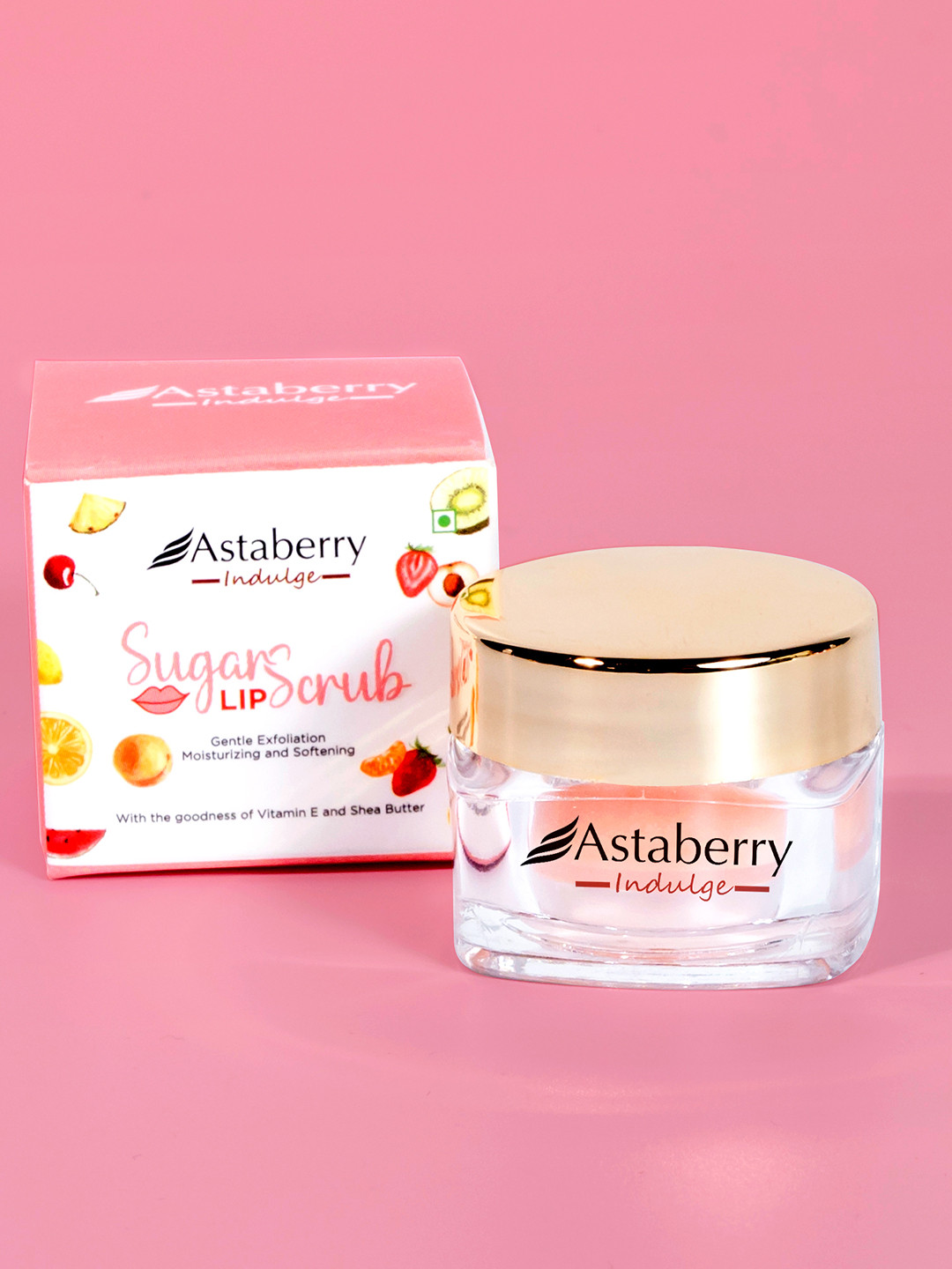 

Astaberry Indulge Sugar Lip Scrub with Vitamin E & Shea Butter - 8 ml, Pink