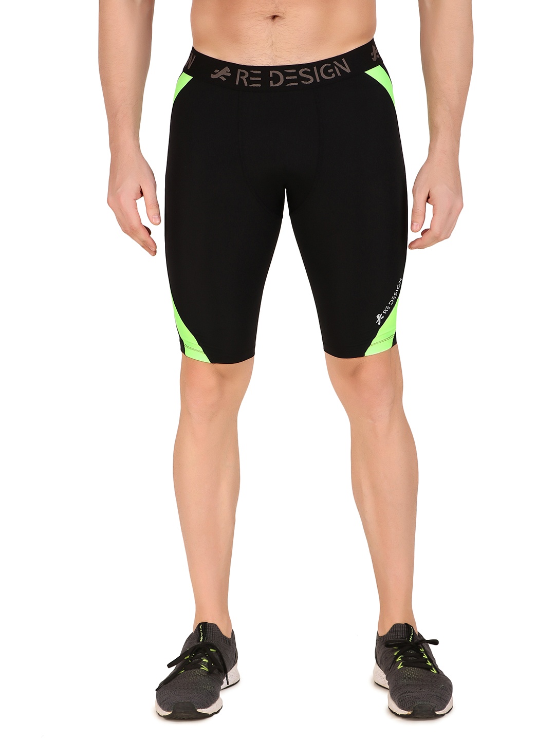 

REDESIGN Men Slim-Fit Above Knee-Length Gym Tights Shorts, Black