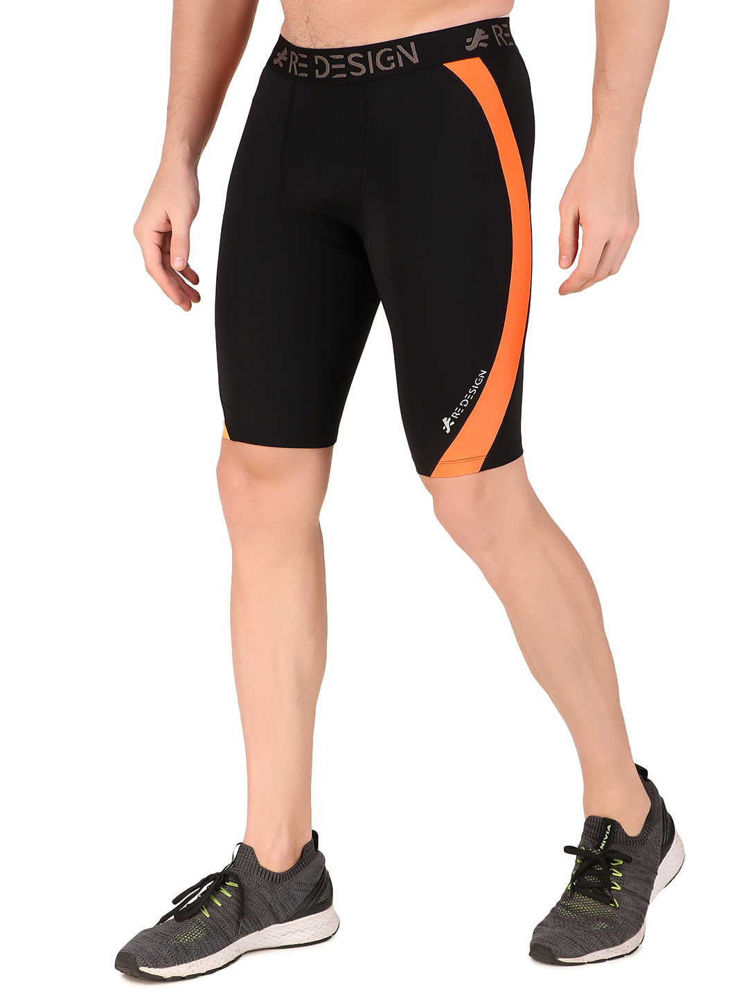 

REDESIGN Men Dry-Fit Above Knee-Length Tights Shorts, Black