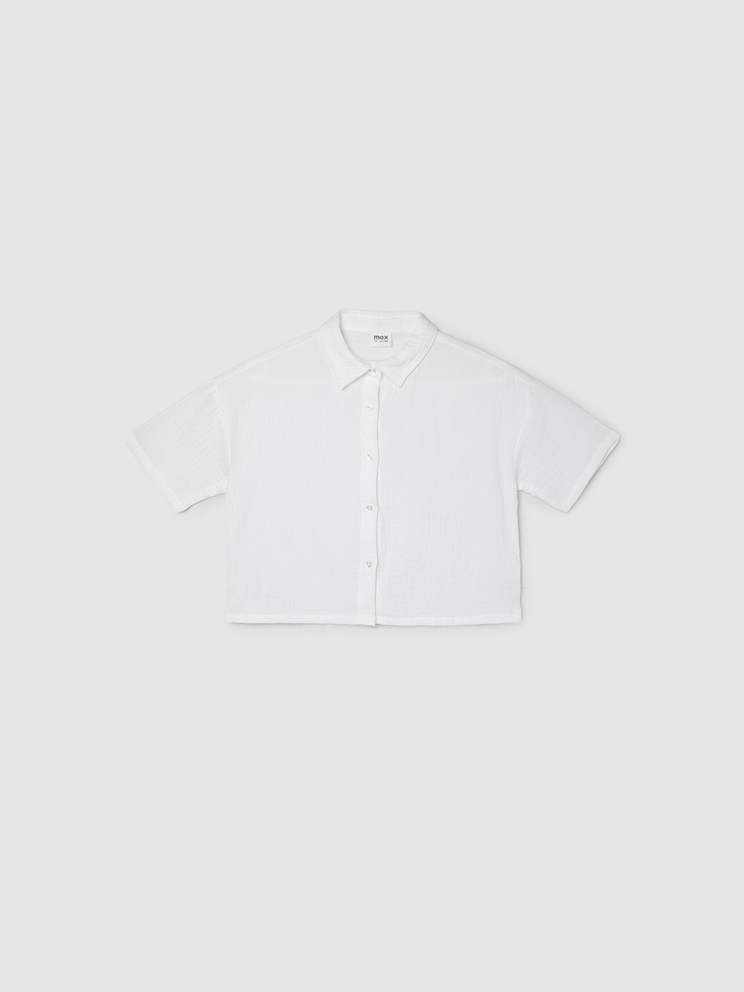 

max Girls Spread Collar Cotton Casual Shirt, White