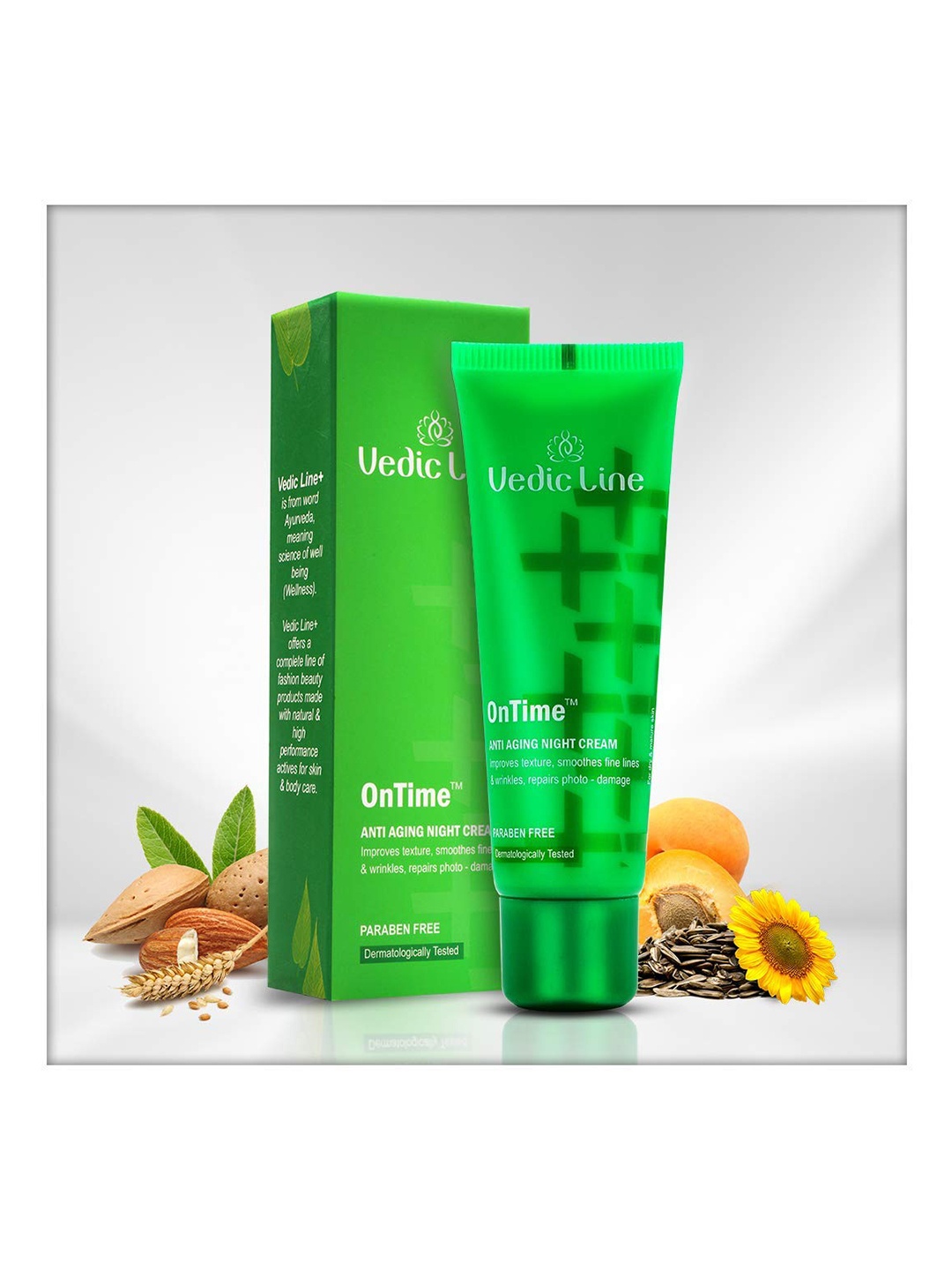 

Vedicline Ontime Anti-Aging Night Cream with Apricot & Almond Oil - 50 ml, Green