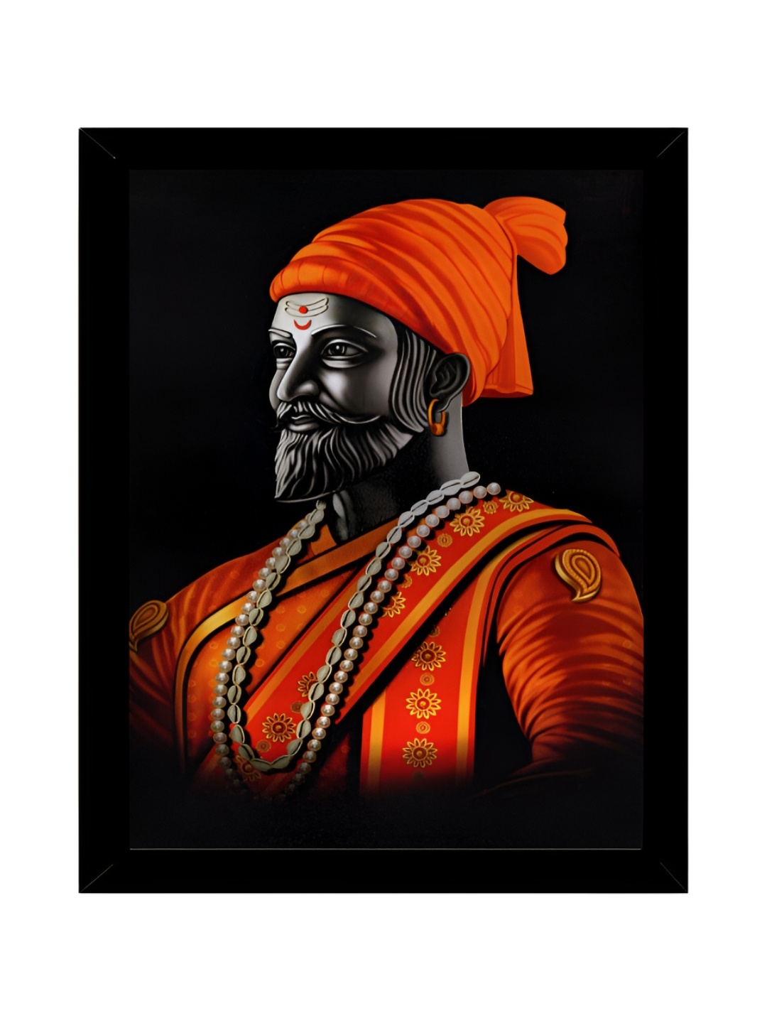 

2Mech Orange & Black Shivaji Maharaj Photo Frames
