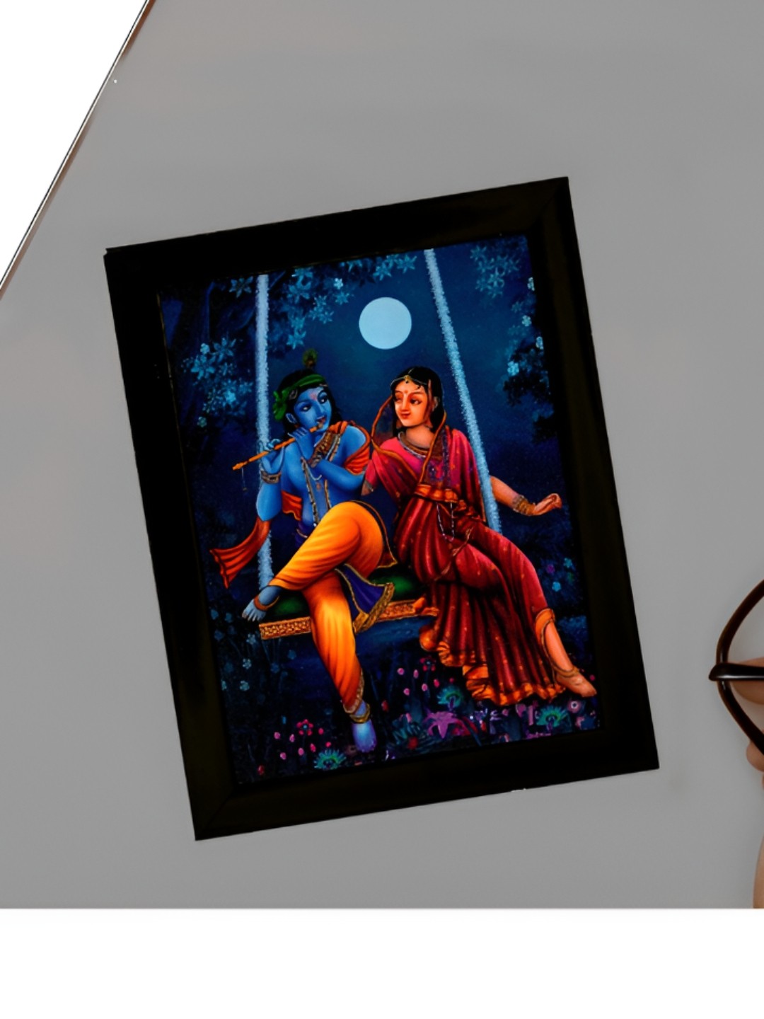 

2Mech Orange & Black Radhe Krishna Photo Frame