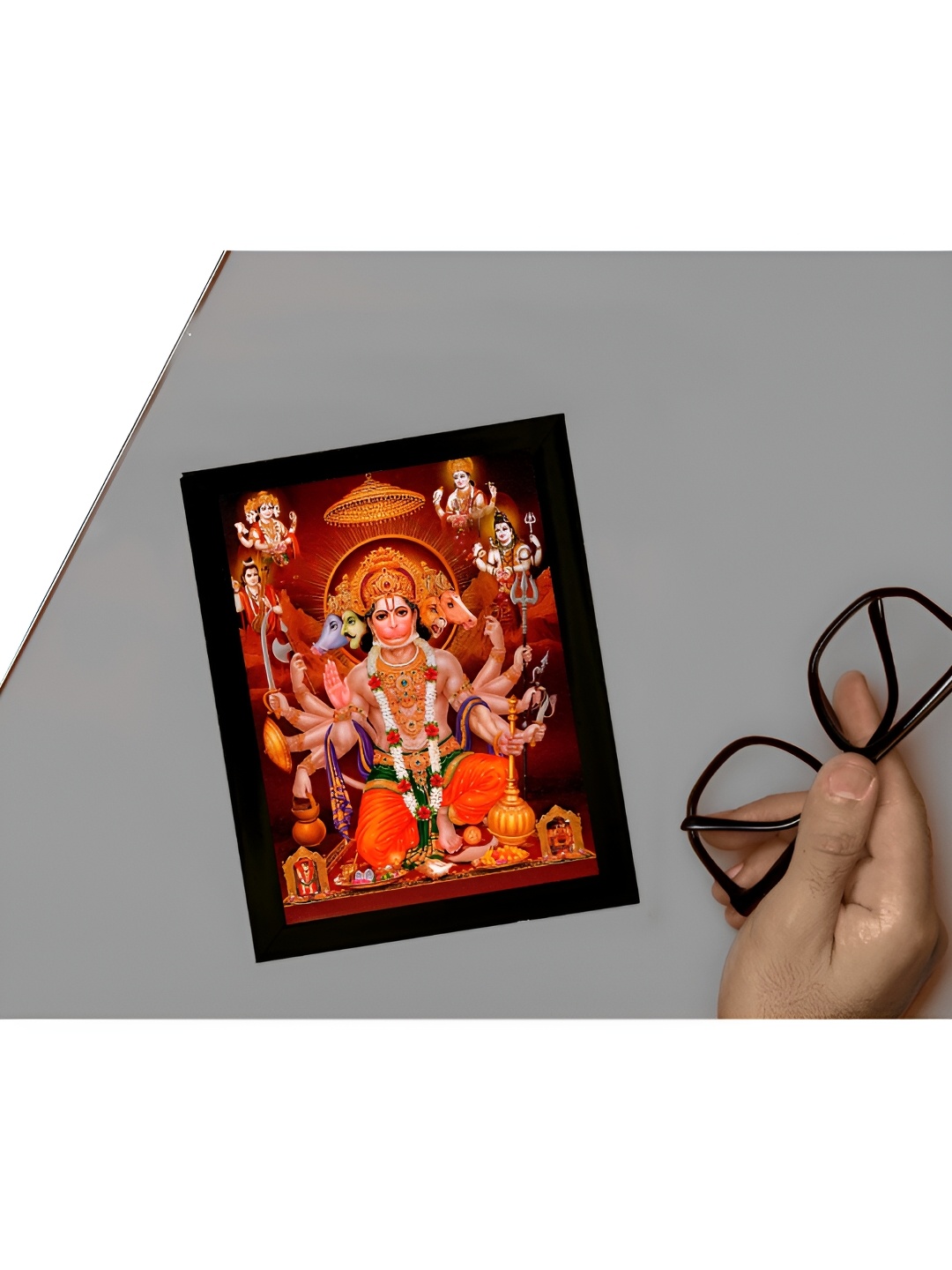 

2Mech Orange & Black Panchmukhi Hanumanji Photo Frame