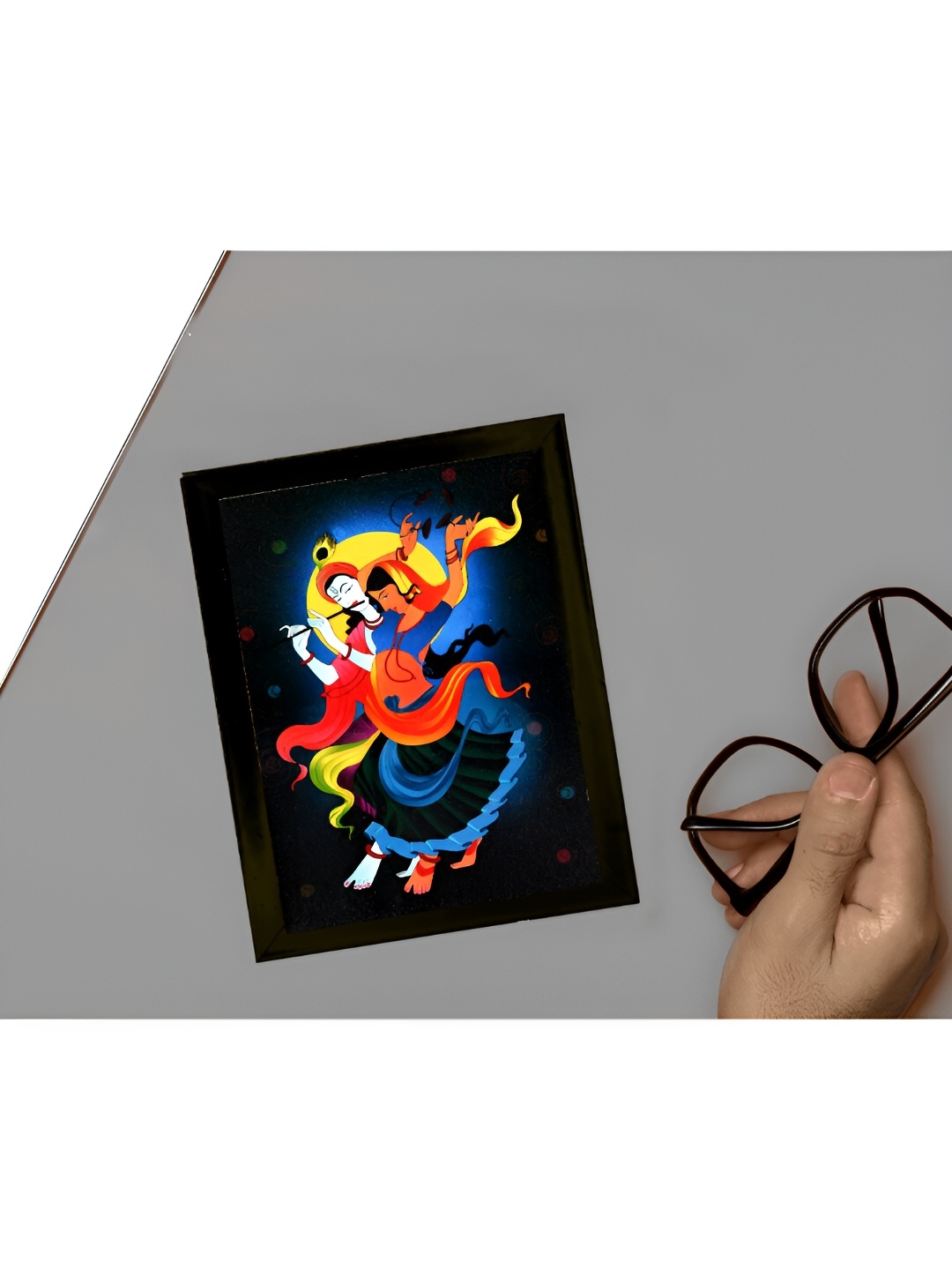 

2Mech Orange & Black Radha Krishna Photo Frame