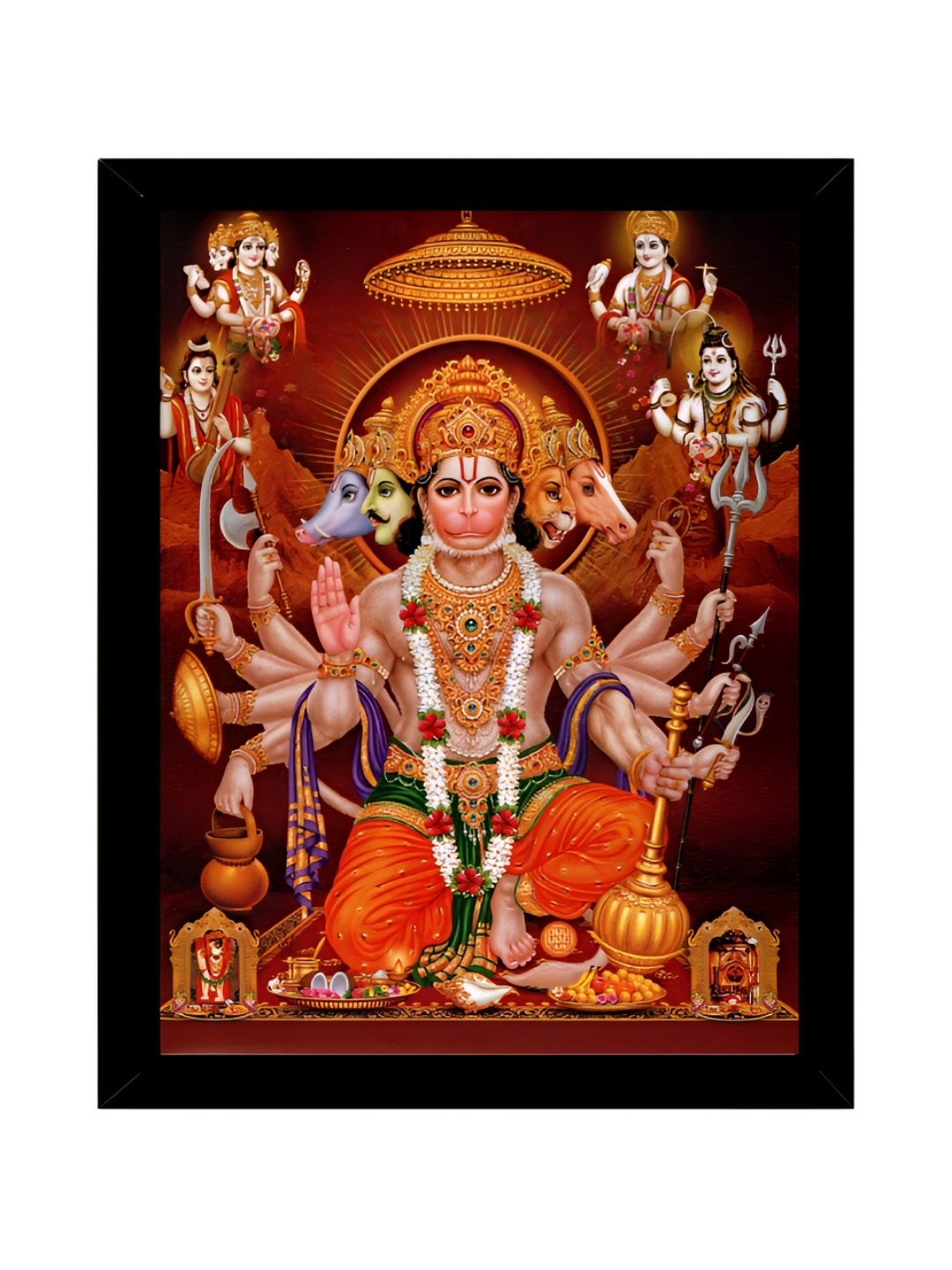 

2Mech Orange & Black Panchmukhi Hanumanji Photo Frame