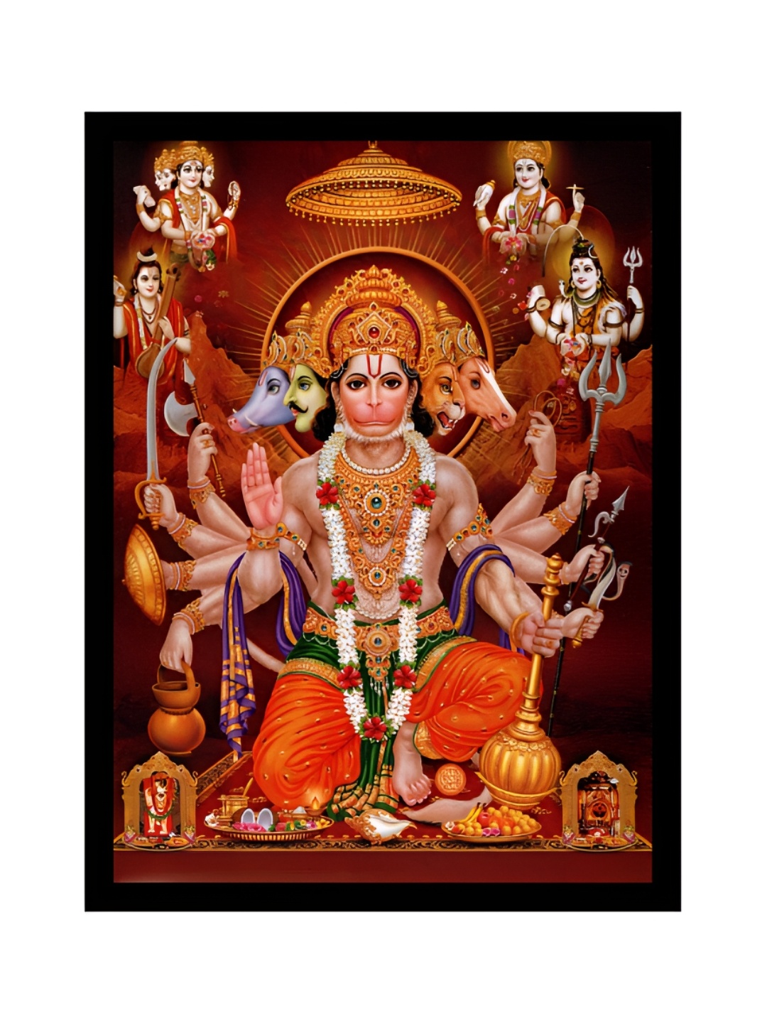 

2Mech Brown Panchmukhi Hanumanji Wall Photo Frame