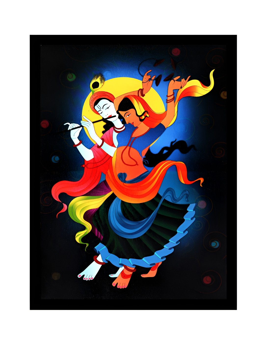 

2Mech Orange & Black Radha Krishna Photo Frames