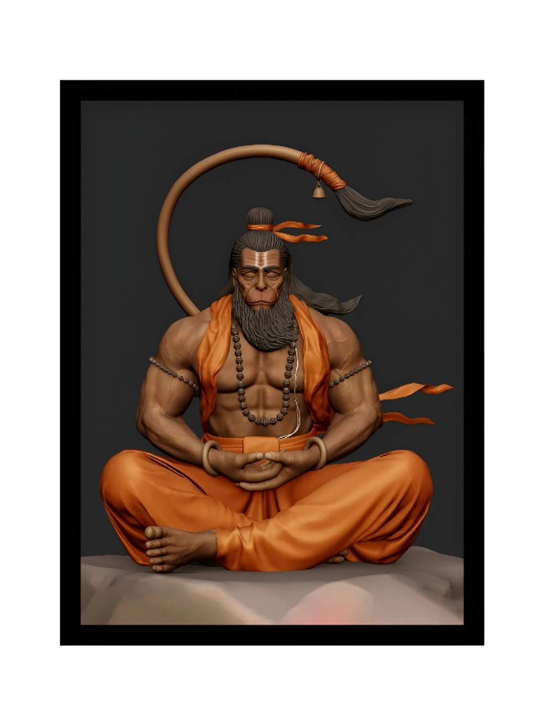 

2Mech Orange & Black Lord Hanuman Photo Frame, Olive