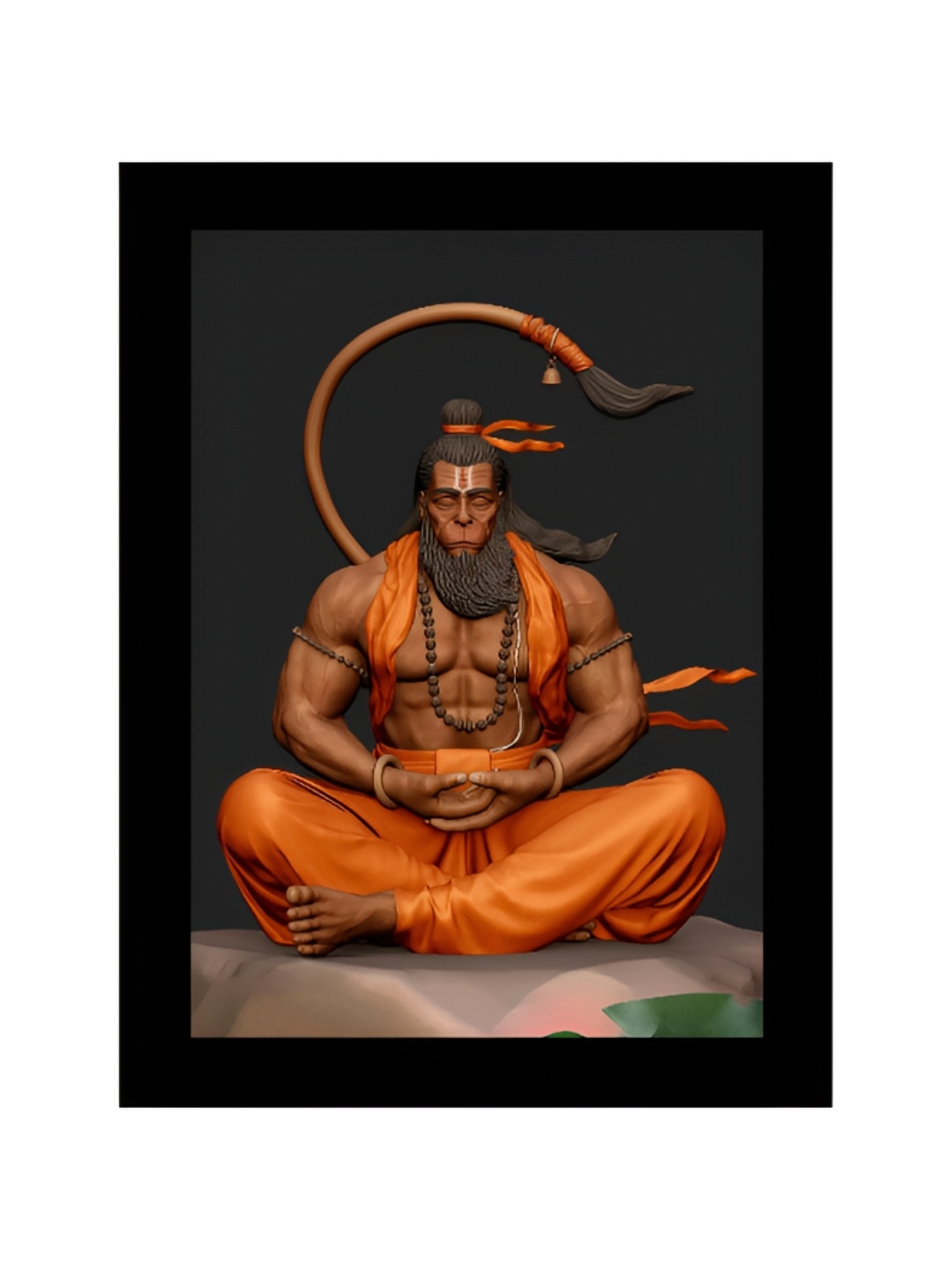 

2Mech Black Orange Lord Hanuman Wall Photo Frame