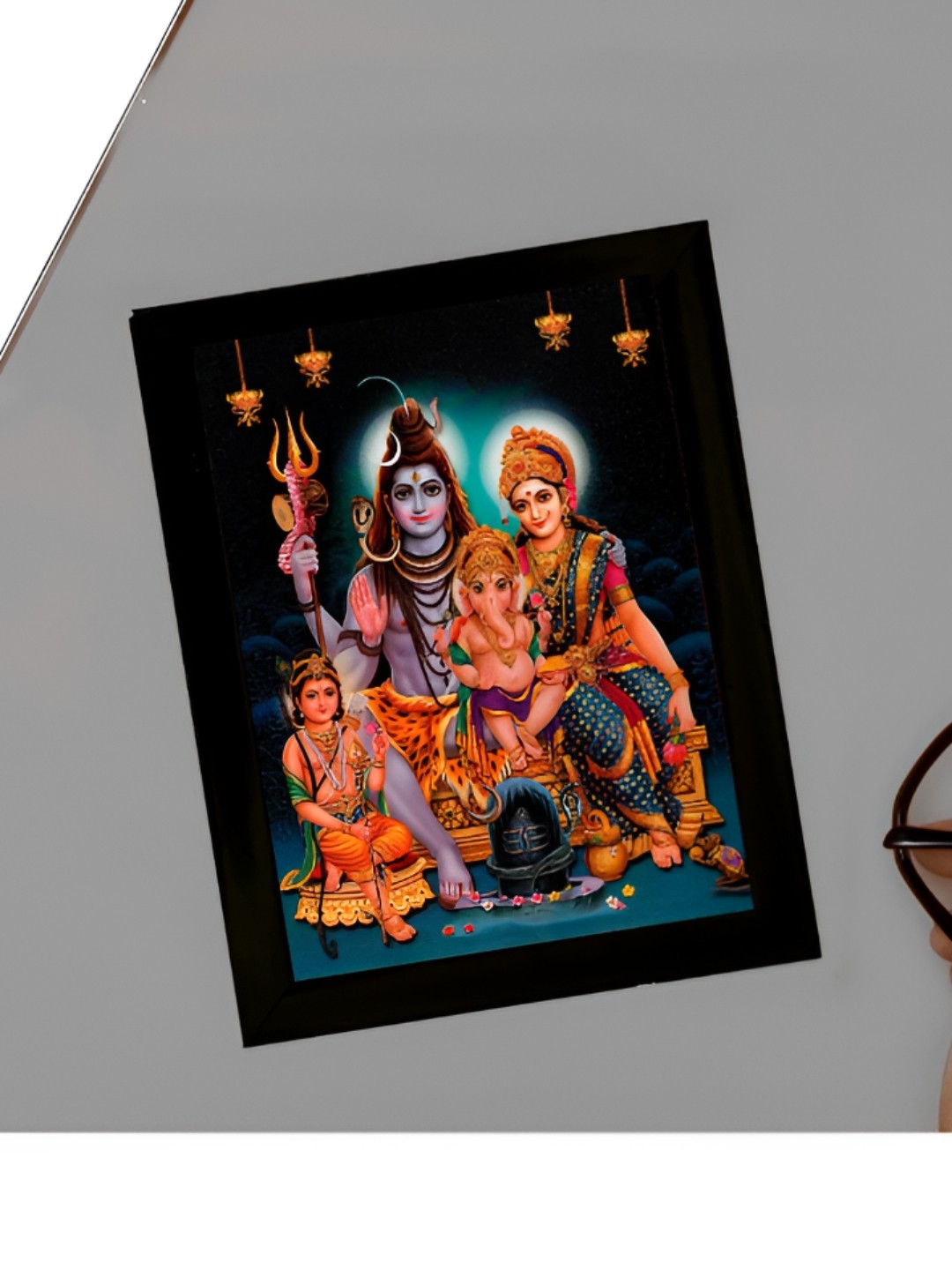 

2Mech Orange & Black Lord Shiva, Parvatiji and Ganeshji Photo Frames