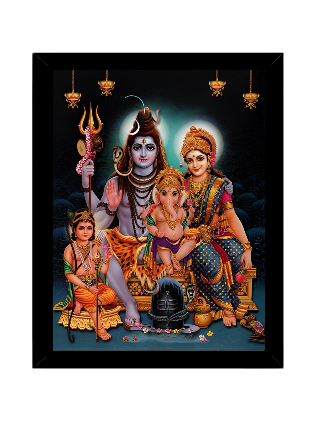 

2Mech Orange & Black Lord Shiva, Parvatiji and Ganeshji Photo Frames
